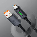 120W USB-C Fast Charging Cable with LED – 6A Braided Data Cord USB-C Charging Cable SPOT BK 1m
