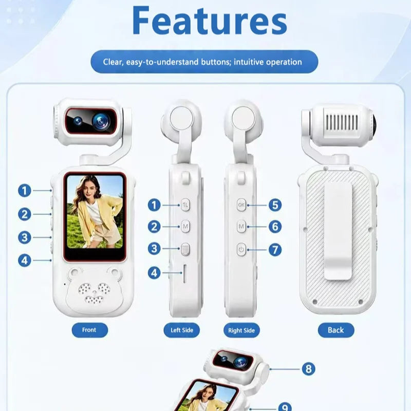 DIXSG Kids Digital Camera 18MP Wide-Angle WiFi HD Screen Kids Digital Camera SPOT