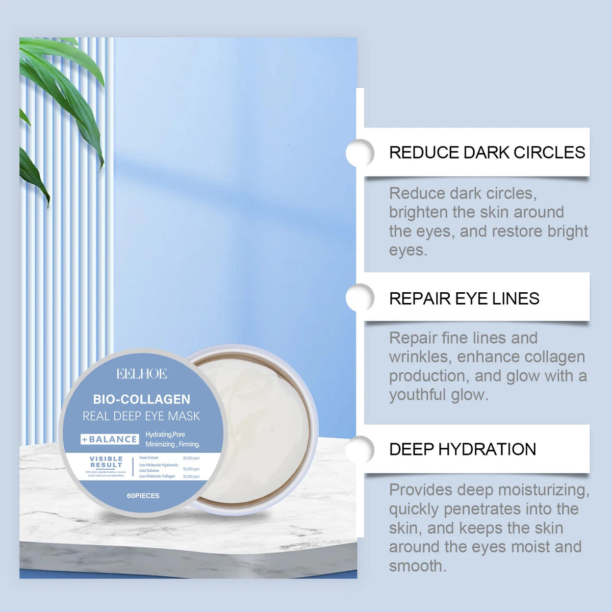 EELHOE Under Eye Patches – Hyaluronic Acid, Collagen & Vitamin C Under Eye Patches SPOT