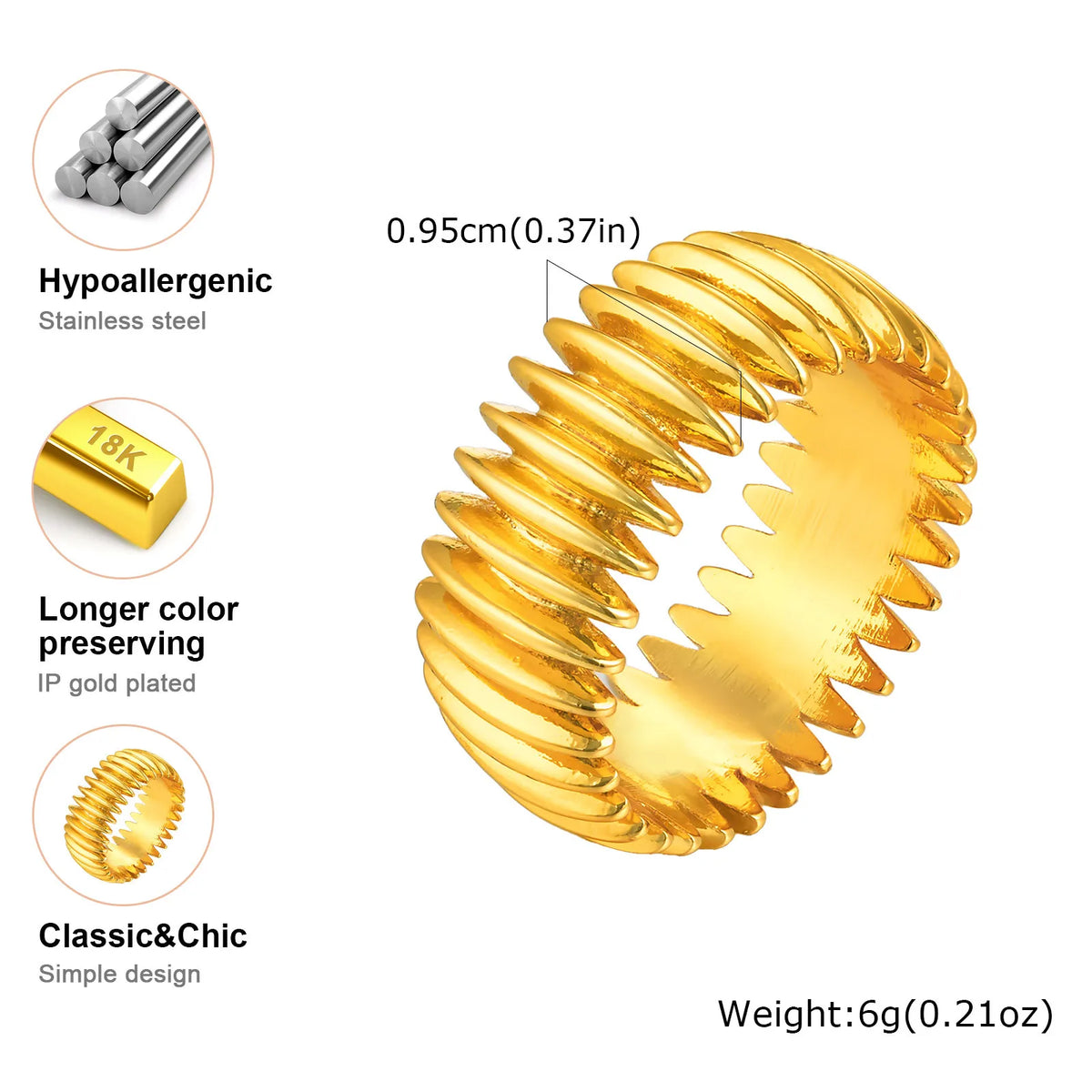 Meaeguet Geometric Gold Ring – 14k Plated Stainless Steel Fashion Ring SPOT