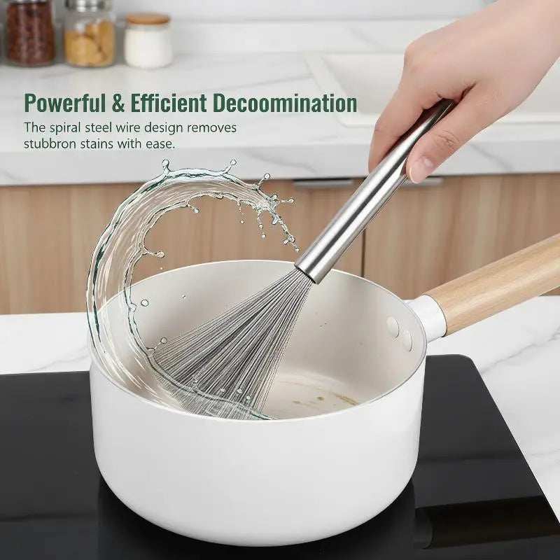 Long Handle Stainless Steel Pot Brush – Pan & Sink Scrubber Kitchen Scrub Brush SPOT