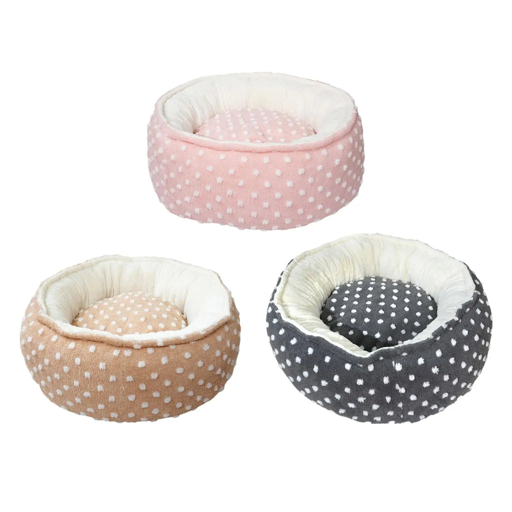 Soft Plush Round Pet Bed for Cats & Small Dogs Round Pet Bed SPOT