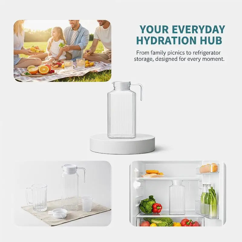 Clear Plastic Juice Pitcher – Fridge & Kitchen Drink Jug Kitchen Pitcher Jug SPOT