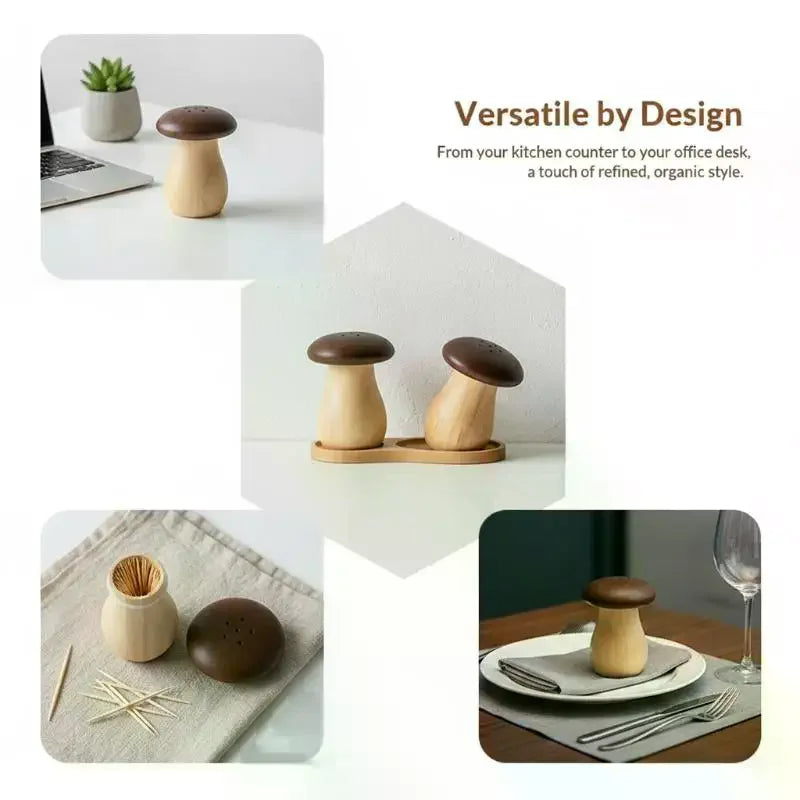 Mushroom Wood Toothpick Holder – Natural Dispenser & Tray Toothpick Holder SPOT
