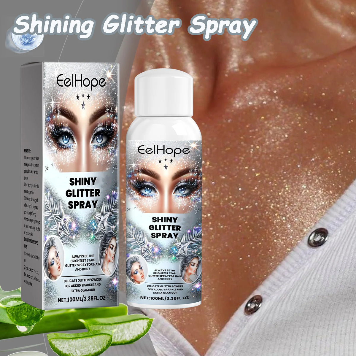 Glitter Highlighter Spray for Hair, Body & Clothes – 100ml Body Glitter Spray SPOT