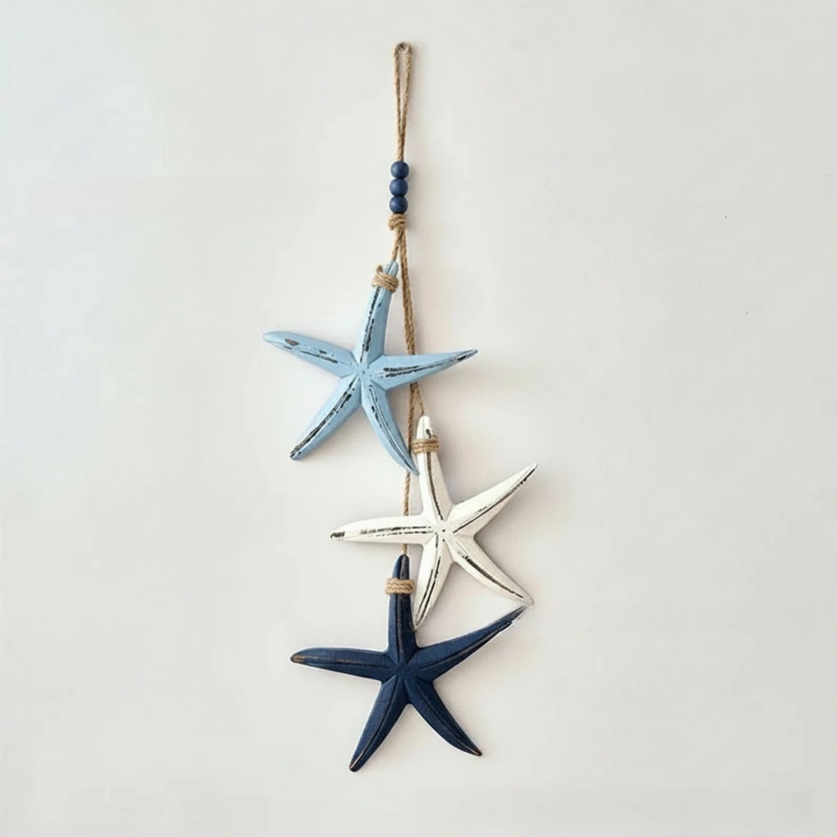 Wooden Sea Star Wall Hanger – Coastal Beaded Ornament, 59cm Coastal Wall Hanging SPOT