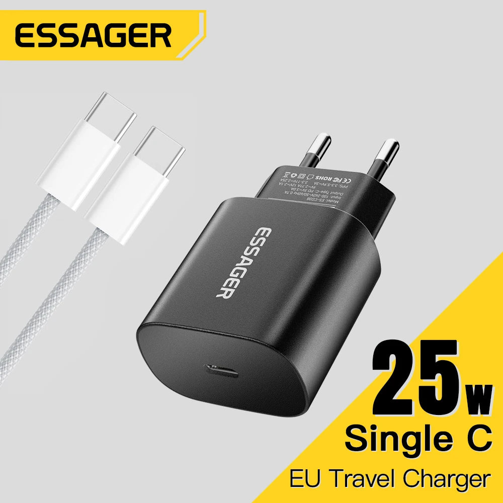Essager 25W USB-C PD Fast Charger Set with Cable – Multi-Device USB-C Fast Charger SPOT