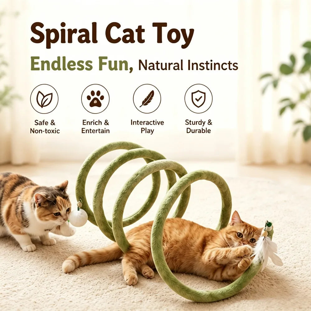 Spring Cat Tunnel Toy with Jingle Bells | Pop-Up Play Tube Cat Tunnel Toy SPOT