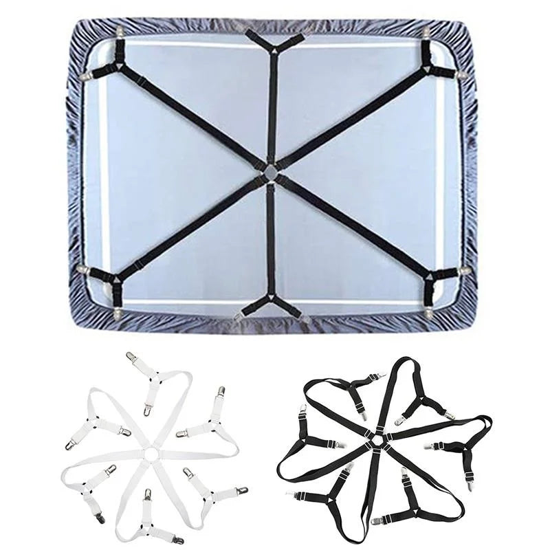 12-Clip Adjustable Elastic Bed Sheet Holder & Mattress Grippers Bed Sheet Grippers SPOT White