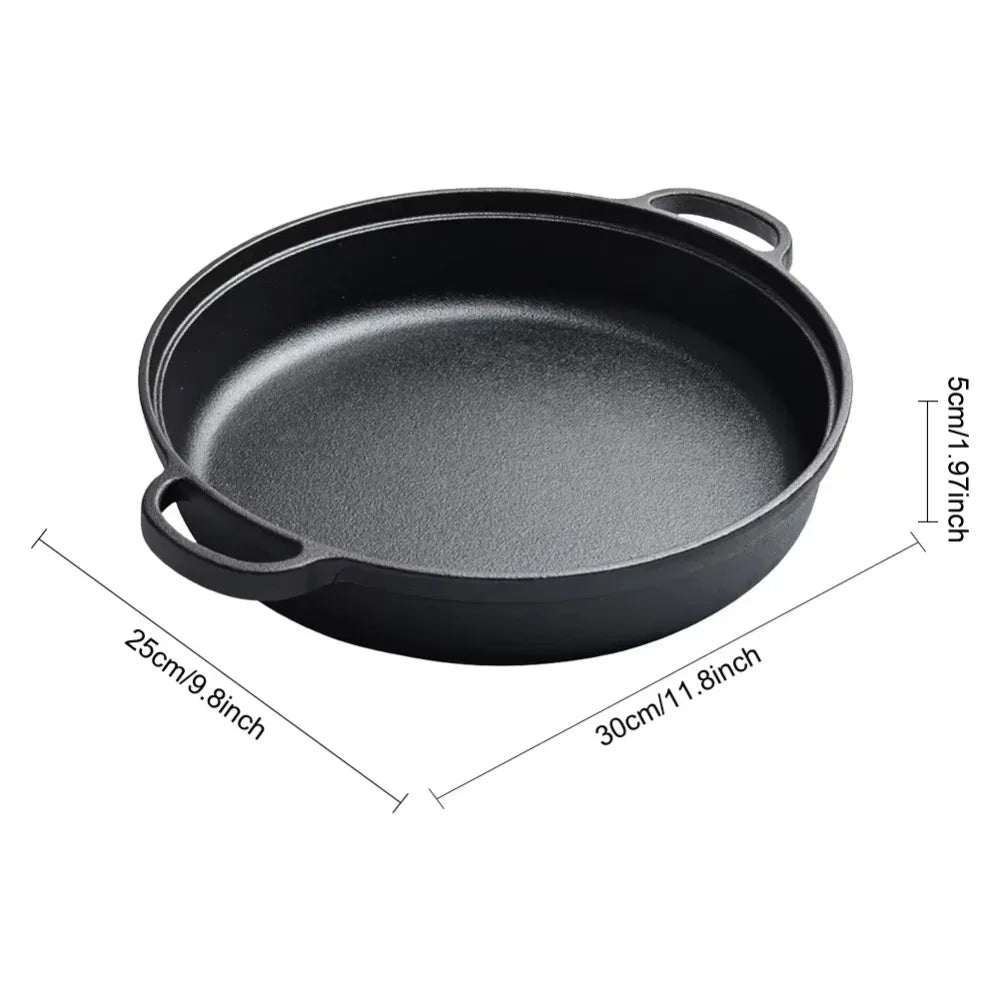 Round Non-Stick Cast Iron Skillet with Double Handles Cast Iron Skillet SPOT