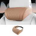 Car Headrest Neck Pillow – Memory Foam & PU Leather Support Car Neck Pillow SPOT Brown