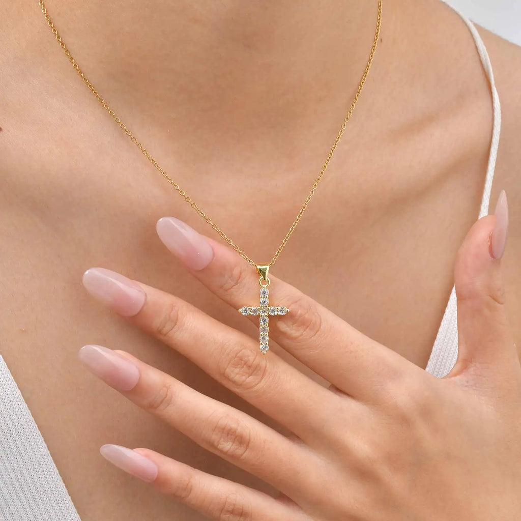 Christian Cross Jewelry Set – Gold Necklace, Bracelet, Earrings & Ring Jewelry Set SPOT