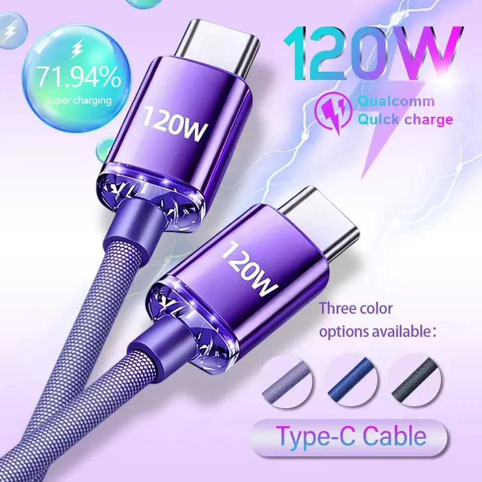 120W Fast Charging Nylon Braided USB-A to USB-C Cable USB Charging Cable SPOT