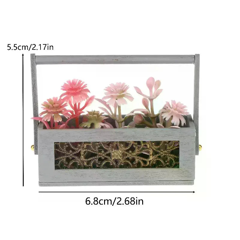 1:12 Miniature Flower Basket with Artificial Flowers – Dollhouse Miniature Dollhouse Decor SPOT