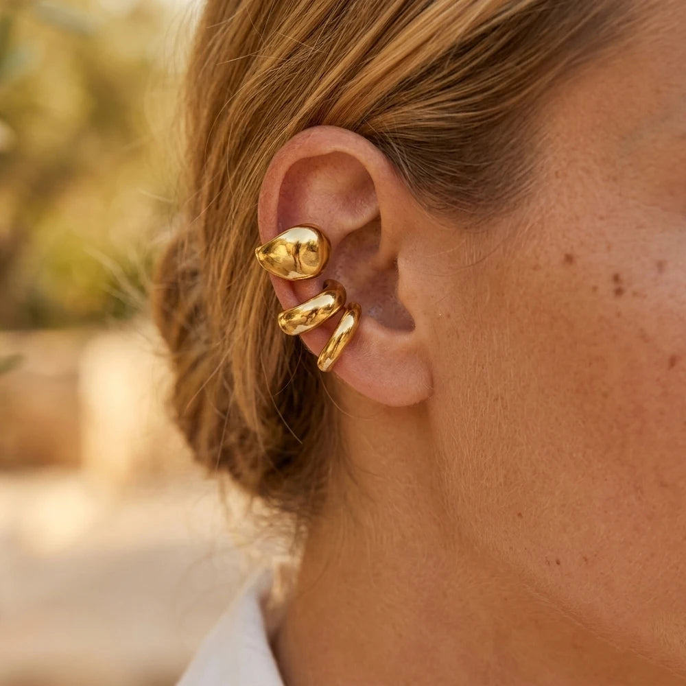 Chunky C-Shape Ear Cuff – 18K Gold PVD, No Piercing Needed Ear Cuff Earring SPOT