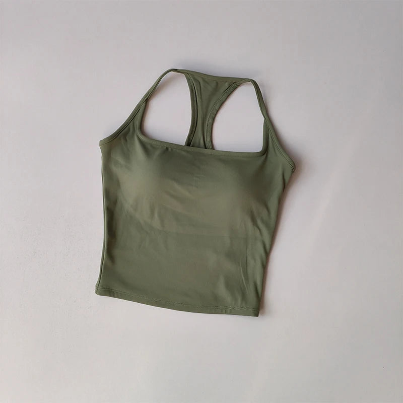 Women's Seamless Yoga Vest with Chest Pad – Pilates Sport Top Yoga Sport Vest SPOT XueGreen L