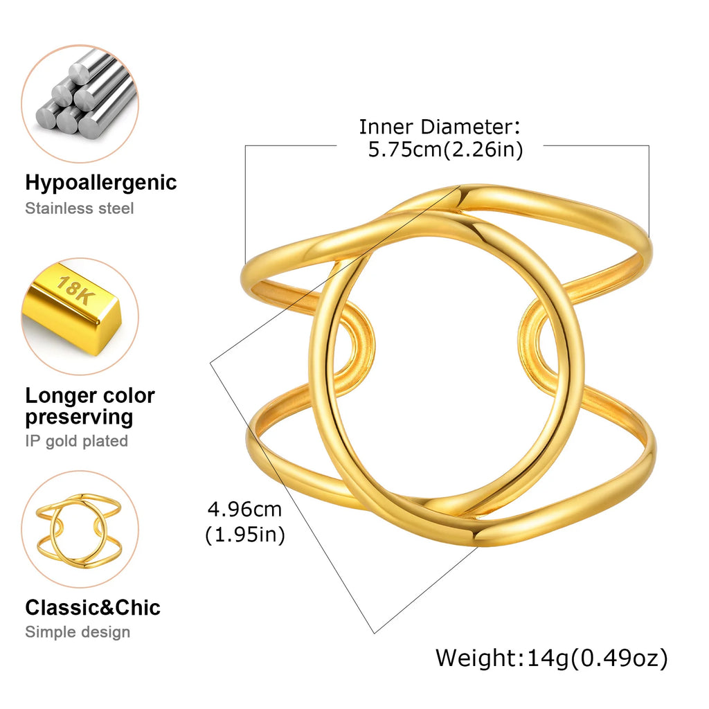 18K Gold Plated Stainless Steel Cuff Bracelet for Women Gold Cuff Bracelet SPOT