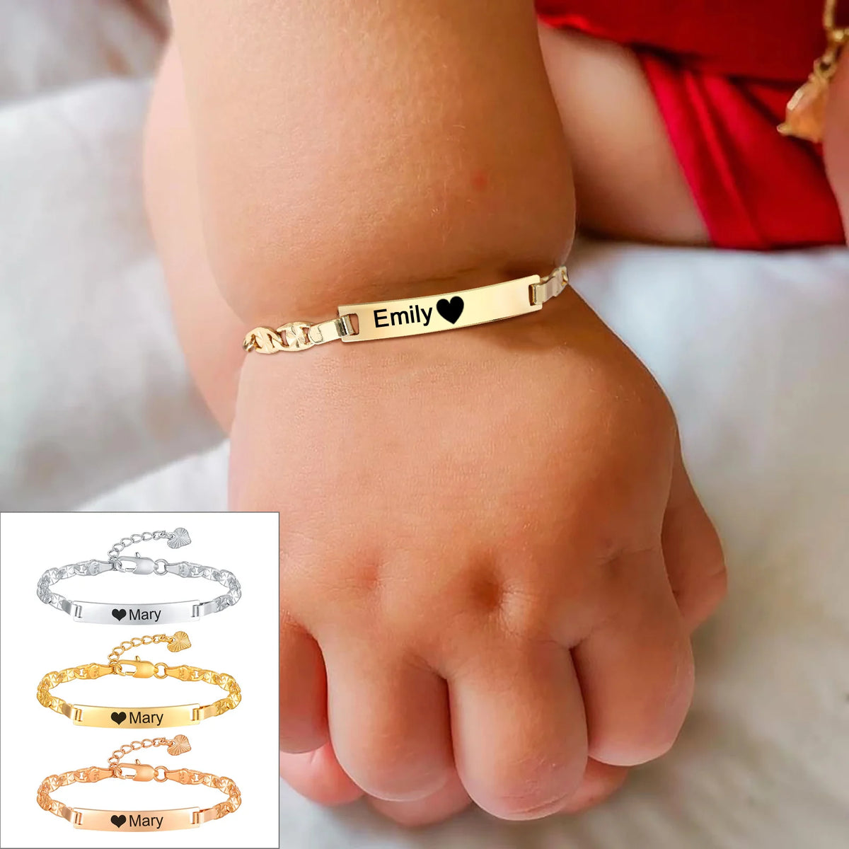 Personalized Name Bar Baby Bracelet – Custom ID Gift Custom Baby Bracelet SPOT