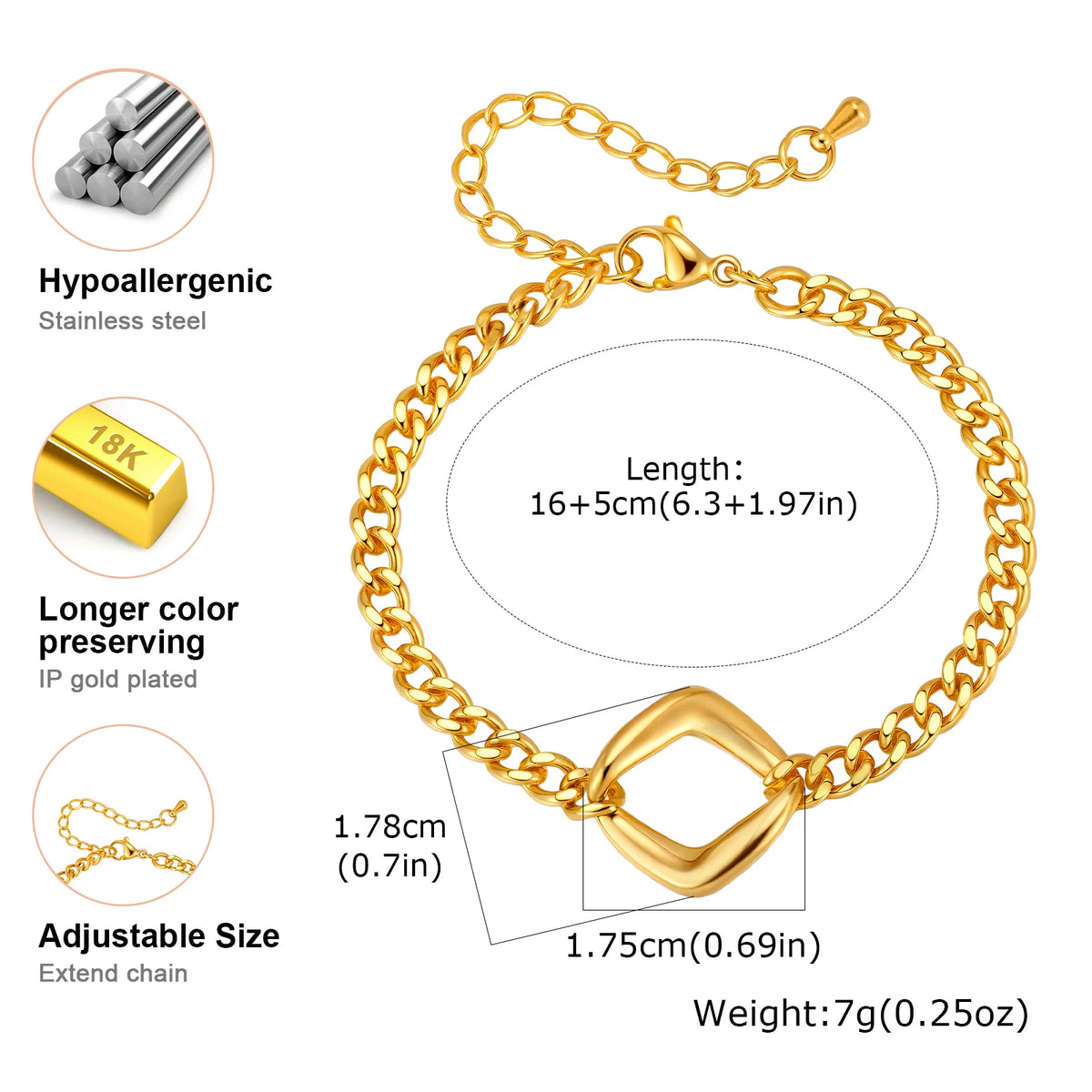 Minimalist Cuban Chain Bracelet – Gold Stainless Steel Women Chain Link Bracelet SPOT