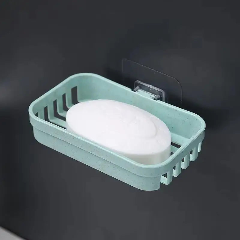 Wheat Straw Wall-Mounted Soap Dish – No-Drill Drainage Wall-Mounted Soap Dish SPOT single Green