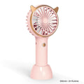Cat Ear Mini Handheld Desk Fan – USB Rechargeable, LED Light Handheld Desk Fan SPOT Pink