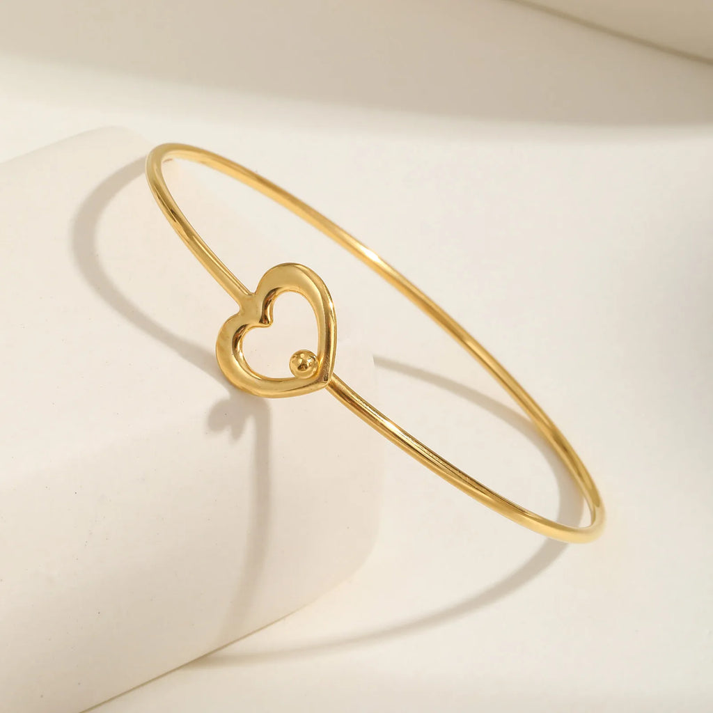 Hollow Heart Gold Cuff Bangle Bracelet – Stainless Steel Cuff Bangle Bracelet SPOT Default Title
