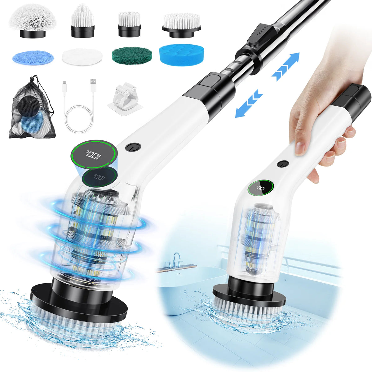 Electric Spin Scrubber – Cordless Rechargeable Bathroom Cleaner Electric Spin Scrubber SPOT