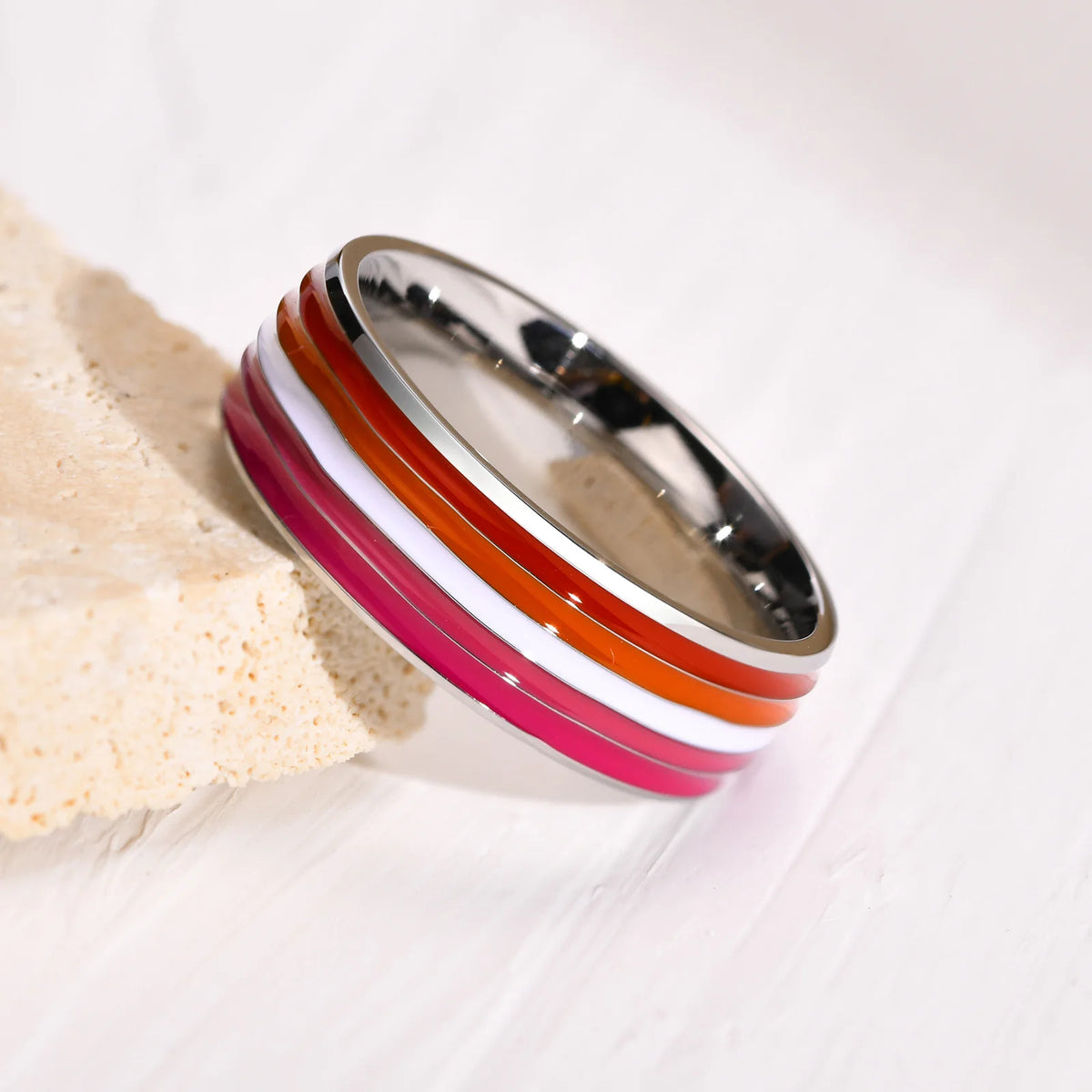 Pride Rainbow Flag Ring – Stainless Steel Band for Women Fashion Band Ring SPOT