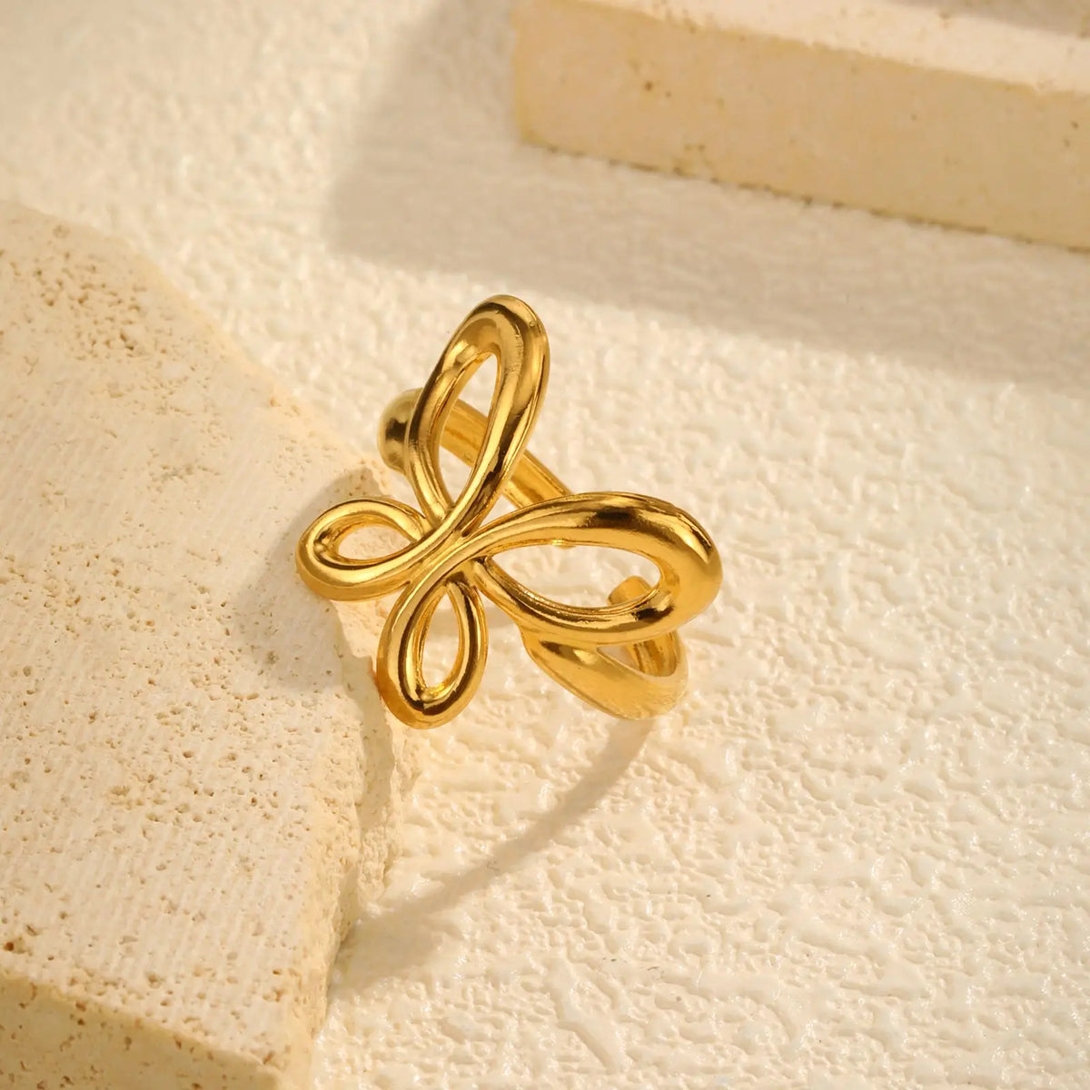 Y2K Hollow Butterfly Ring – 18K Gold Plated Adjustable Band Fashion Statement Ring SPOT