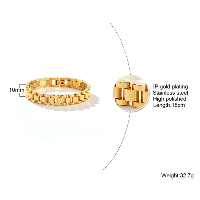 Meaeguet Presidential Link Bracelet – Stainless Steel, Gold/Silver Link Chain Bracelet SPOT