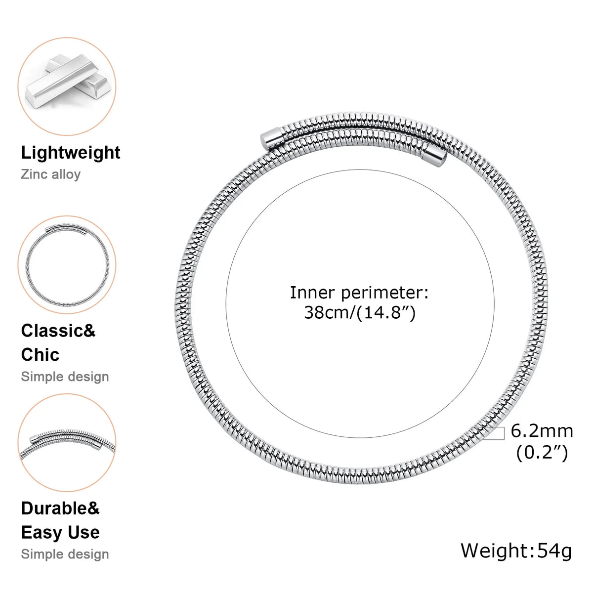 Meaeguet Snake Chain Choker Torque Necklace – Gold & Silver Choker Necklace SPOT