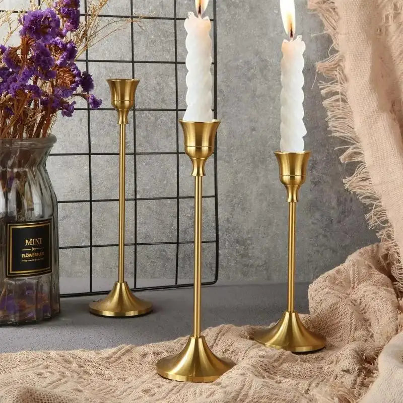 3-Piece Gold Candlestick Set – Elegant Table Decoration Candlestick Set SPOT