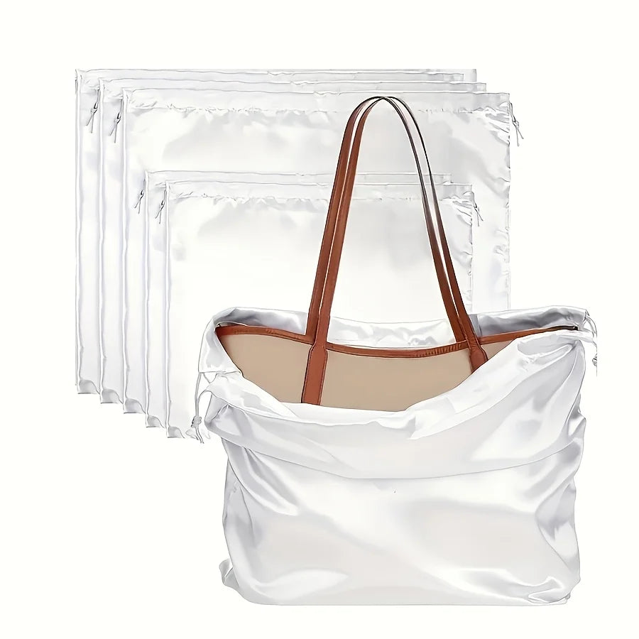 2-Pack White Satin Drawstring Bags – Dustproof Storage Pouches Satin Storage Pouch SPOT