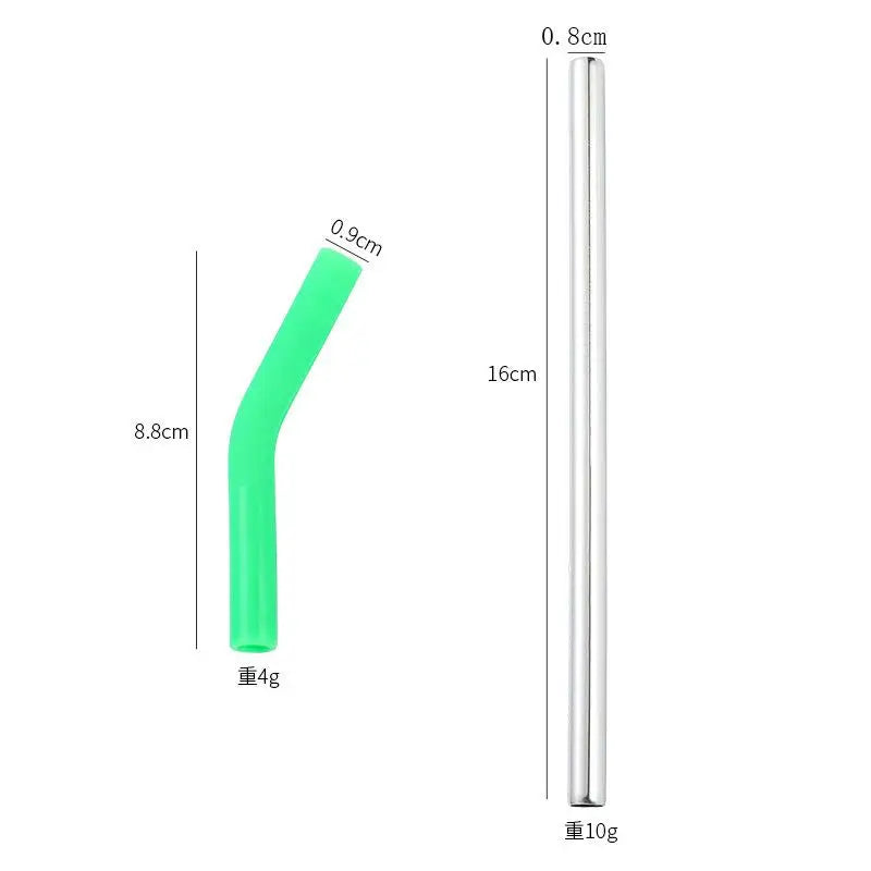 Reusable Stainless Steel Straw – Silicone Tips & Cleaning Brush Reusable Metal Straw SPOT A1