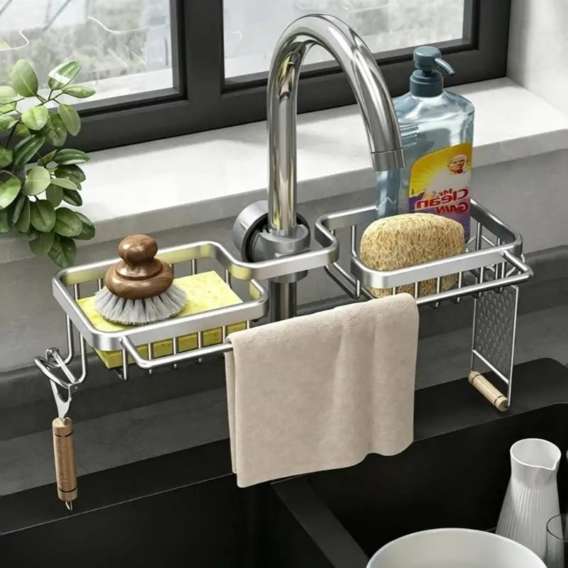 Faucet-Mounted Kitchen Sink Organizer Rack – Sponge Holder Sink Organizer Rack SPOT