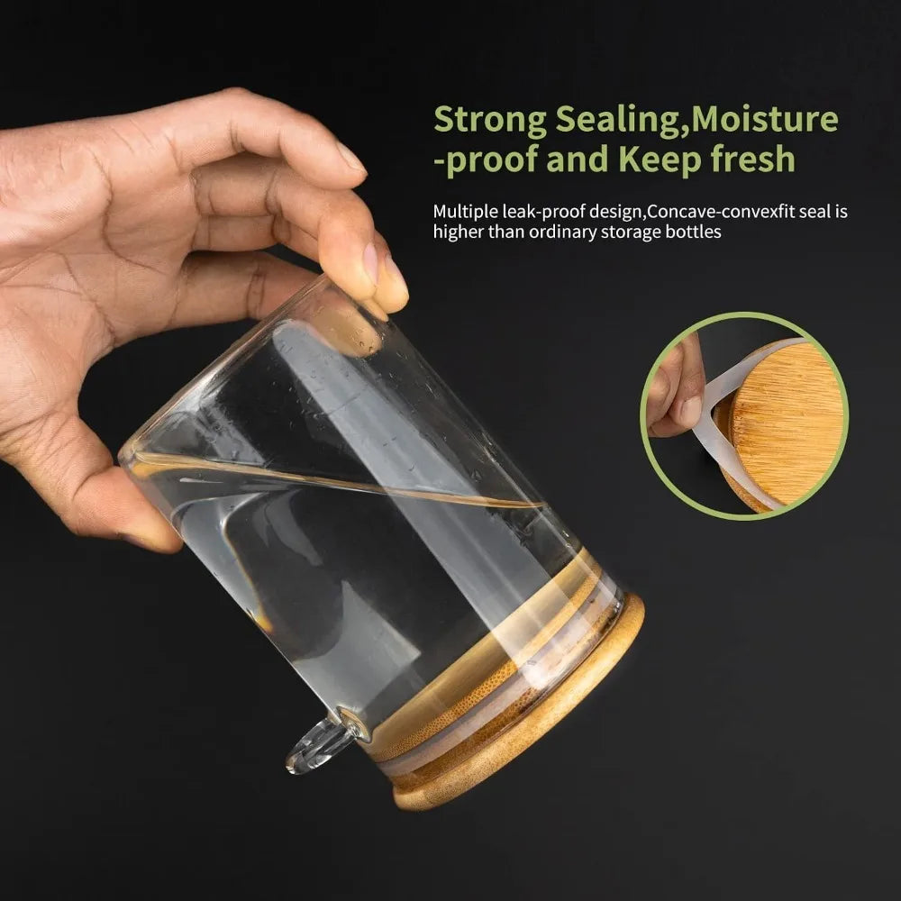 Airtight Borosilicate Glass Jars with Bamboo Lid & Spoon Glass Storage Canister SPOT