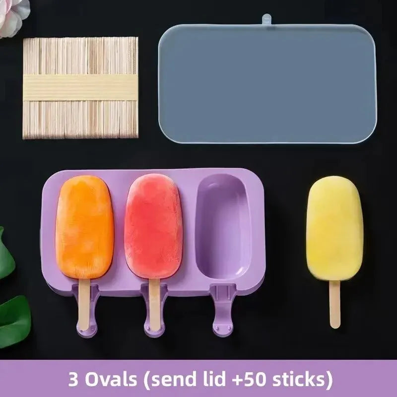 Silicone Popsicle Molds with Lid – Cute Cartoon DIY Ice Lolly Popsicle Mold SPOT 3 Ellipse