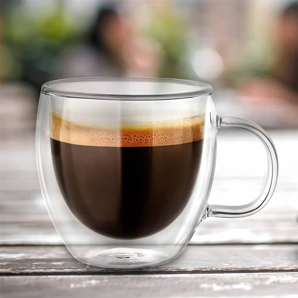 250ml Double Wall Borosilicate Glass Coffee Mug with Handle Glass Coffee Mug SPOT