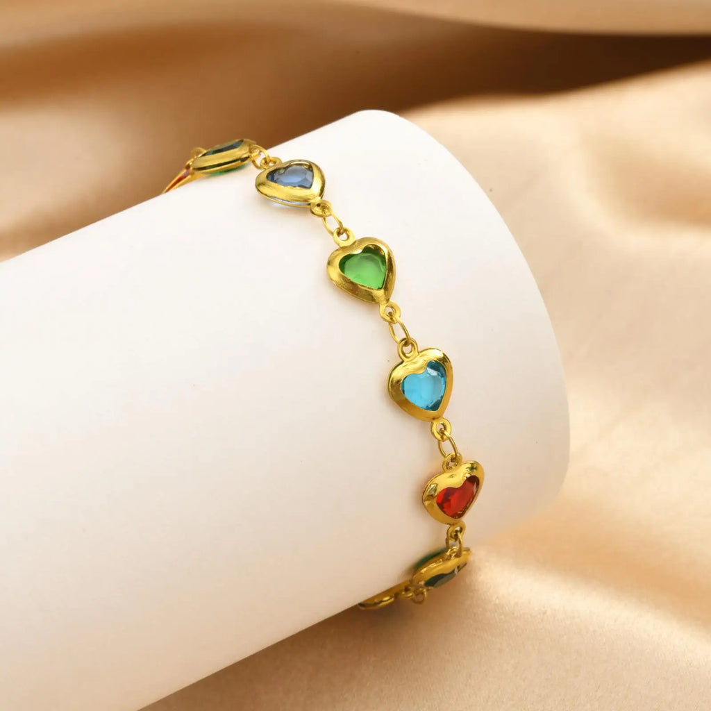 Heart Anklet Women – Gold Plated Stainless Steel Zircon Anklet Bracelet SPOT