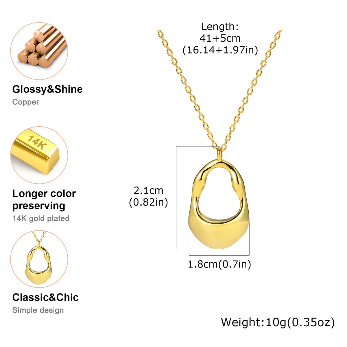 18K Gold Plated Hollow Geometric Pendant Necklace for Women Pendant Necklace SPOT