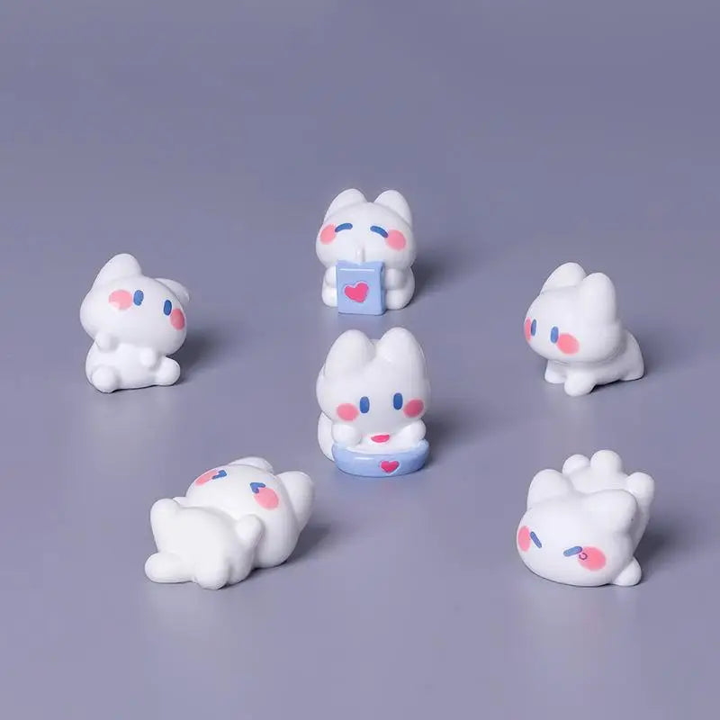 6-Pack Cute Resin Cat Figurines – Mini Desktop Ornament Set Mini Resin Figurines SPOT