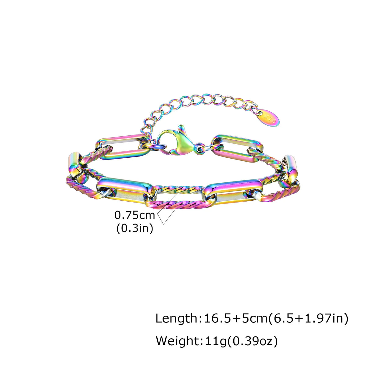 Two-Tone Paperclip Bracelet – 18K Gold Stainless Steel Adjustable Chain Link Bracelet SPOT BR-1705H