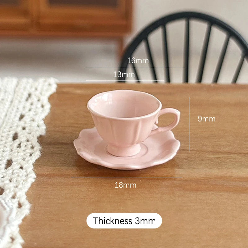 Dollhouse Miniature French Retro Coffee Cup & Plate Set Dollhouse Accessory SPOT A5