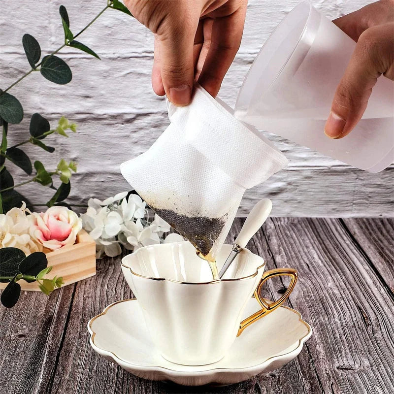 100-Pack Drawstring Tea Filter Bags – Biodegradable Non-Woven Tea Filter Bags SPOT