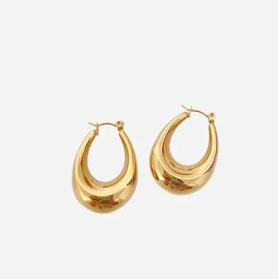 Geometric Tube Hoop Earrings – Stainless Steel Gold & Silver Hoop Earrings SPOT EH-280G