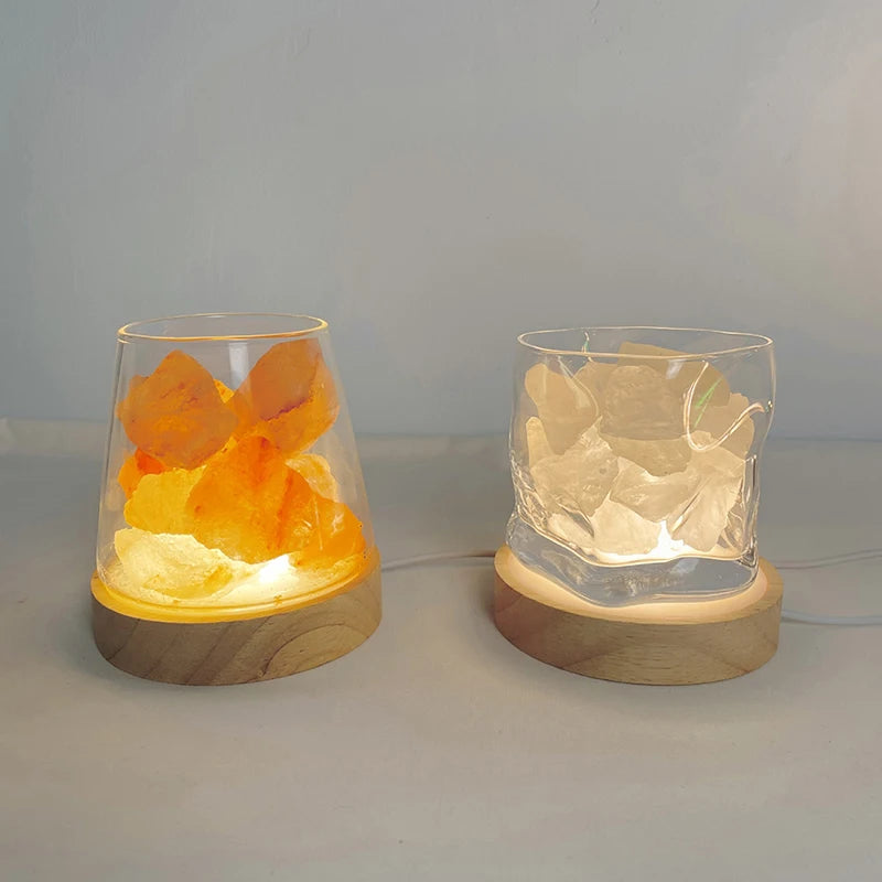 Wooden LED Light Base – USB Rotating Crystal Display Stand LED Display Stand SPOT