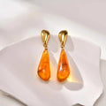 Amber Resin Teardrop Dangle Earrings – Gold Statement Drops Dangle Earrings SPOT Default Title