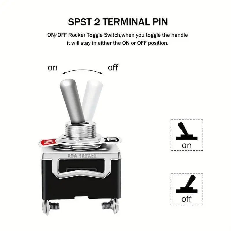 5-Pack SPST Rocker Switch 15A 250V Waterproof On/Off Switch Rocker Switch SPOT