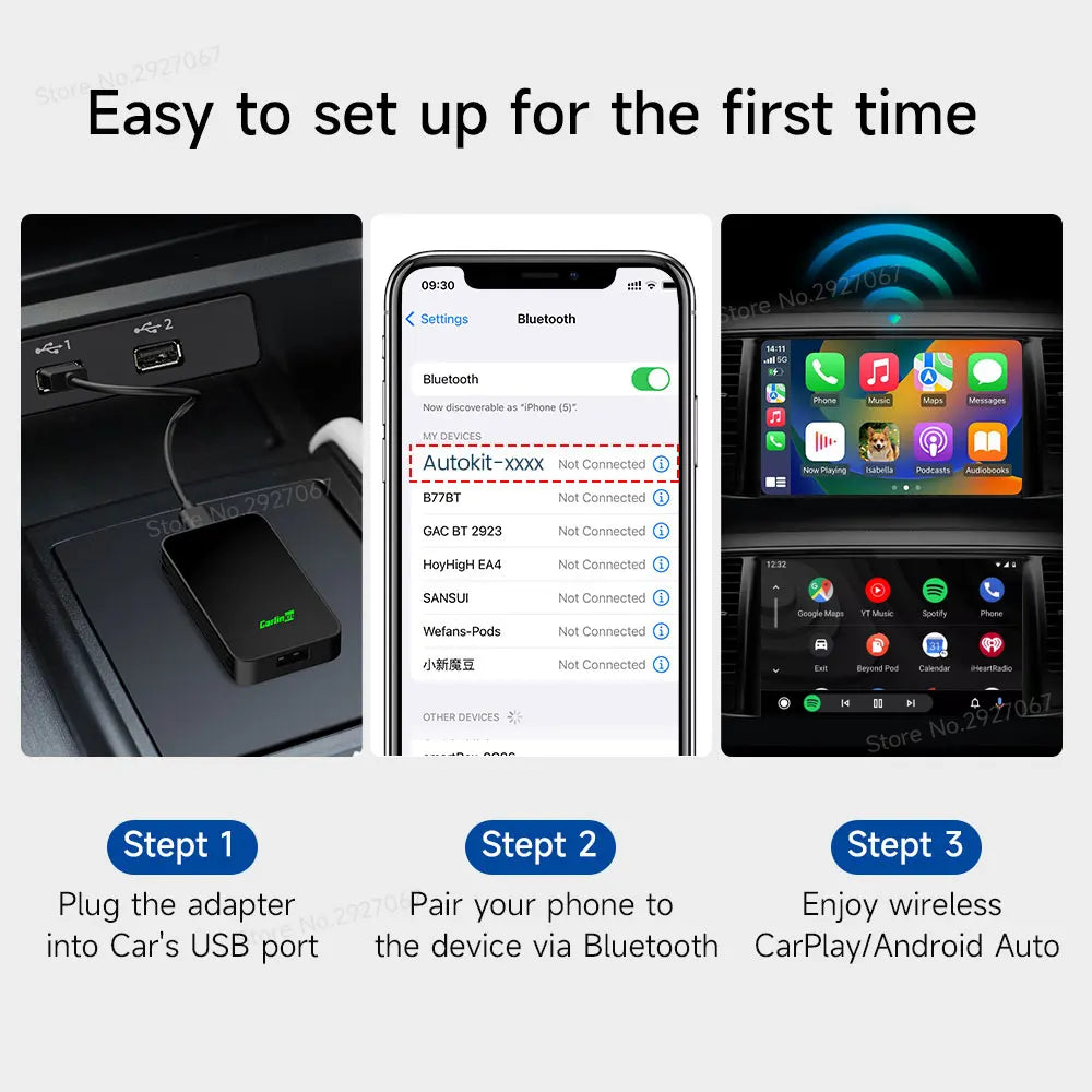 CarlinKit Wireless CarPlay & Android Auto Adapter | Plug & Play Wireless CarPlay Adapter SPOT