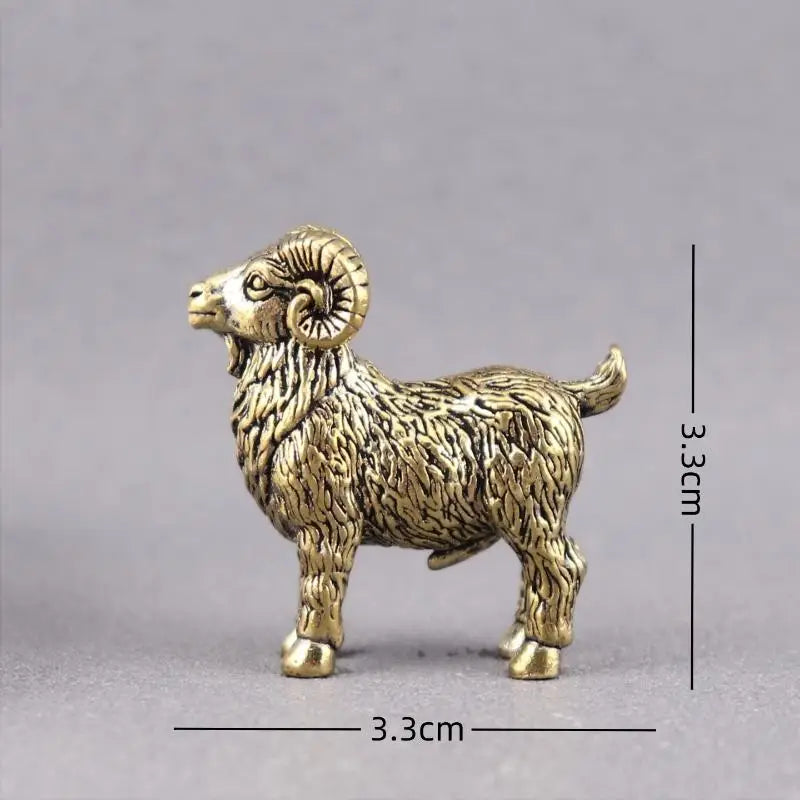 Vintage Solid Brass Goat Mini Figurine – Hand-Carved Ornament Brass Figurine SPOT